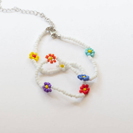 Flower Beads Necklace, Multi-colors