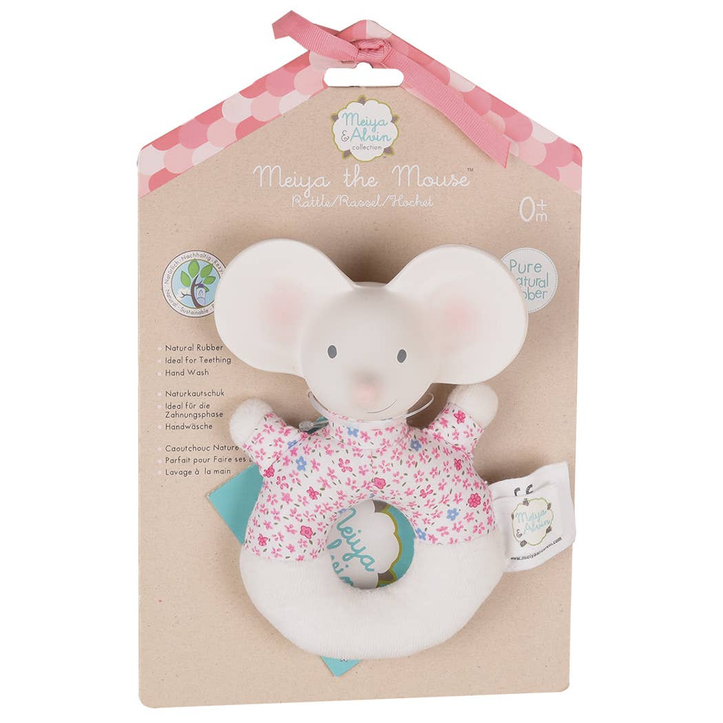 Meiya the Mouse Soft Round Rattle with Rubber Head