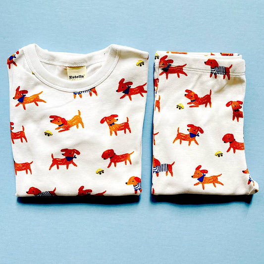 Kids Dog Print Organic Pajama Set