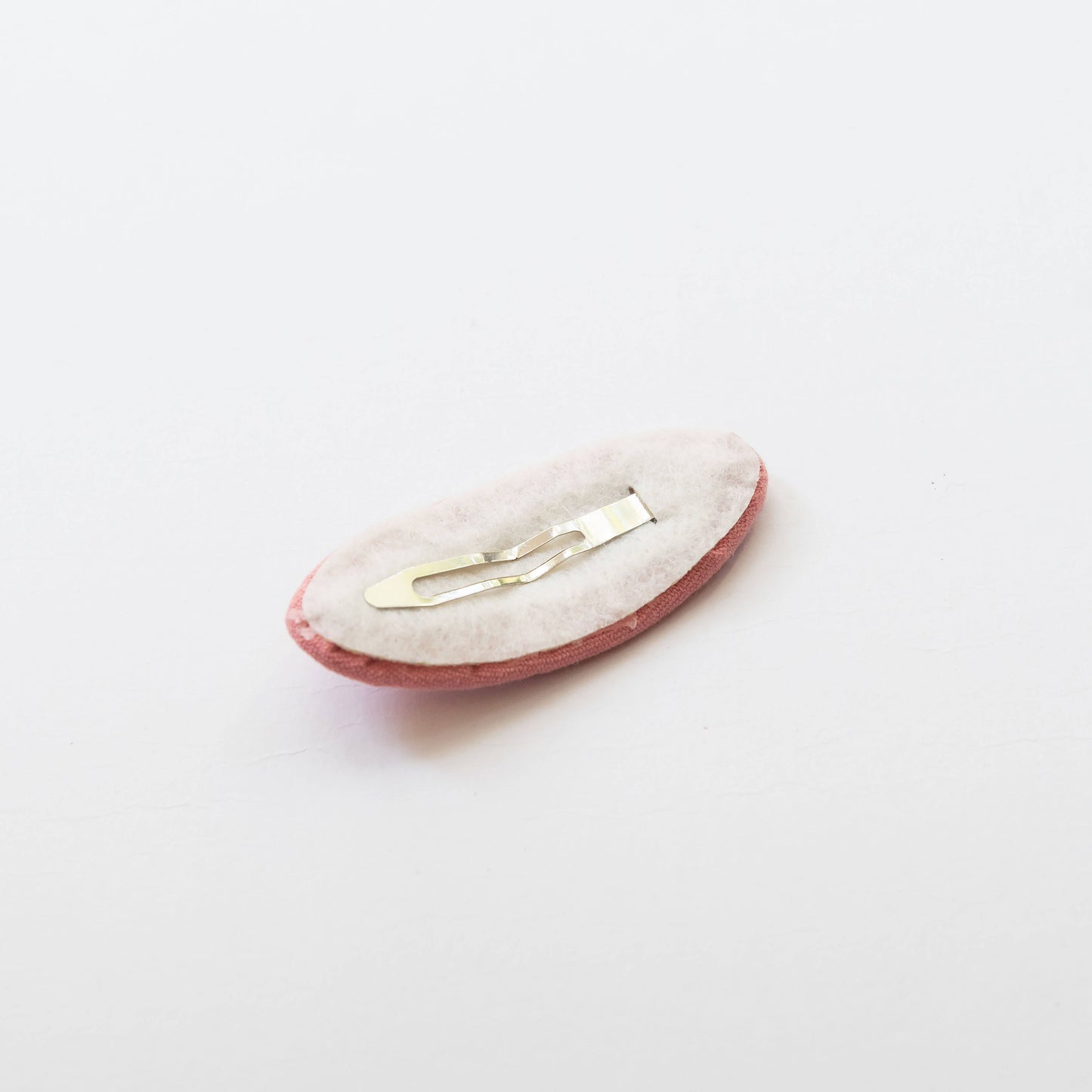 Oval Embroidered Floral Snap Hair Clips, Coral Pink