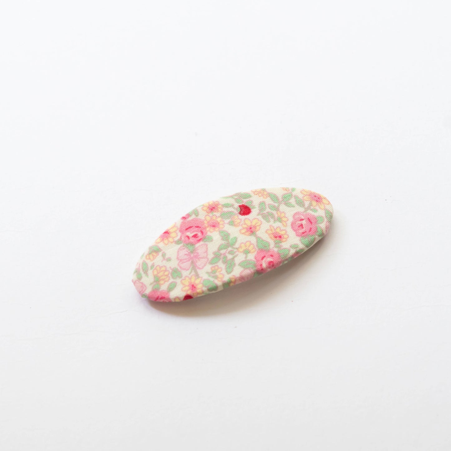 Oval Embroidered Floral Snap Hair Clips, Coral Pink