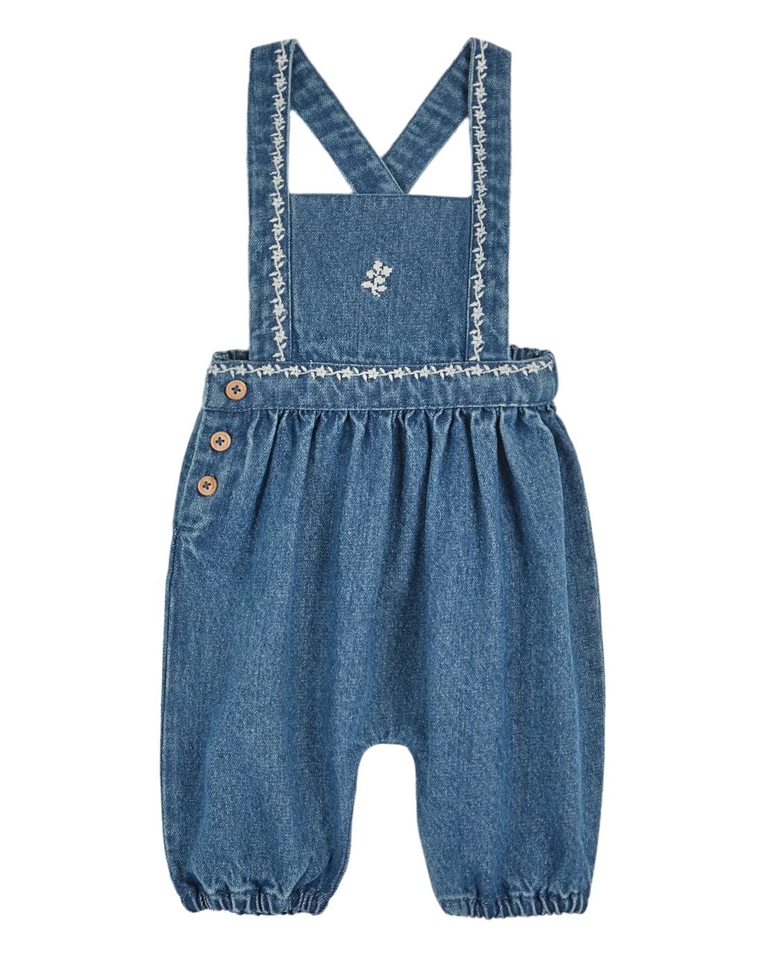 Embroidered Denim Overalls