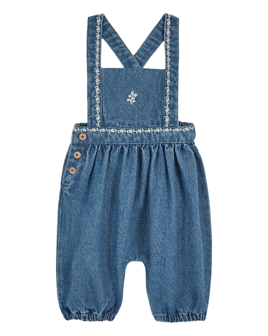 Embroidered Denim Overalls