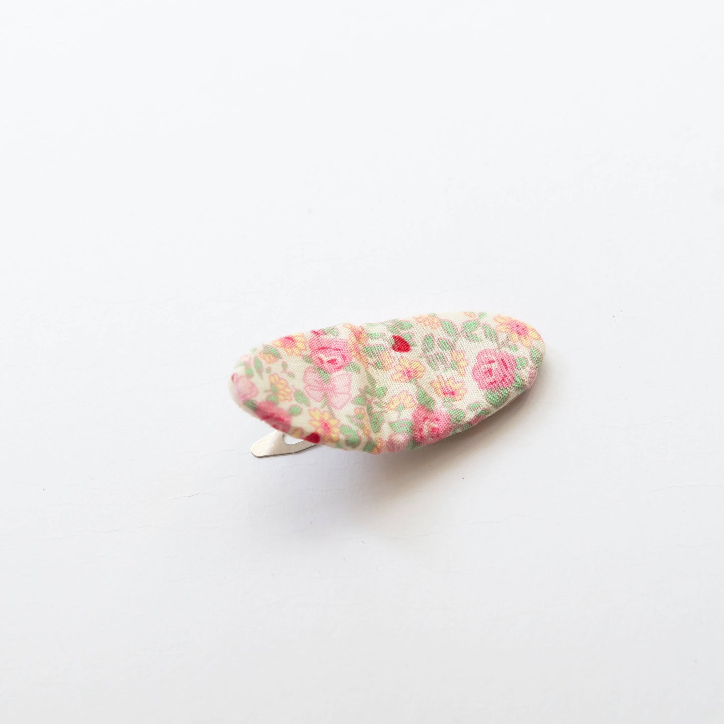 Oval Embroidered Floral Snap Hair Clips, Coral Pink