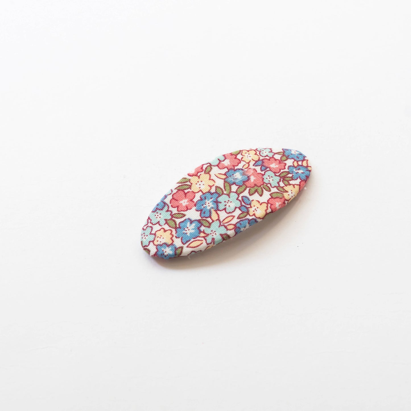 Oval Embroidered Floral Snap Hair Clips, Blue