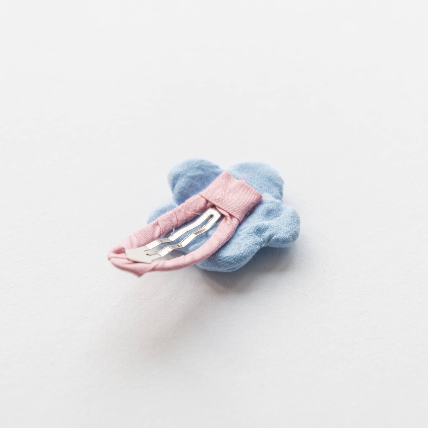 Flower Fabric Snap Hair Clip, Blue