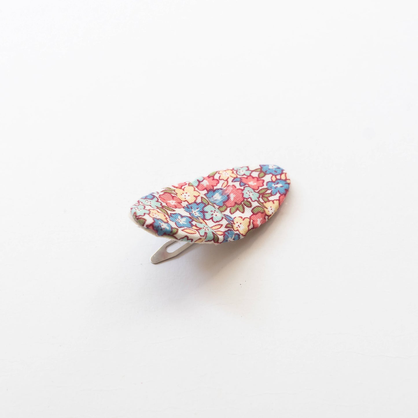 Oval Embroidered Floral Snap Hair Clips, Blue