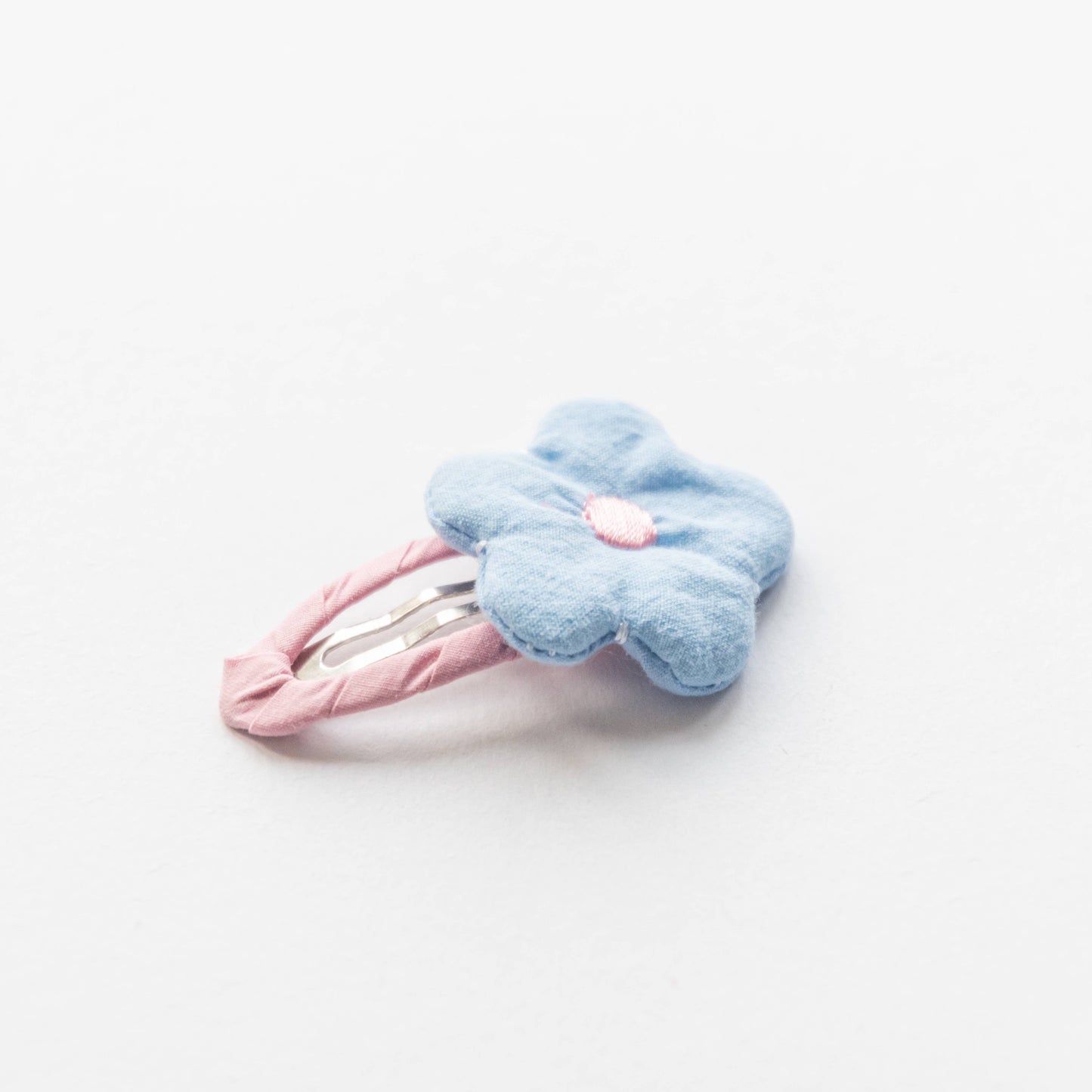 Flower Fabric Snap Hair Clip, Blue